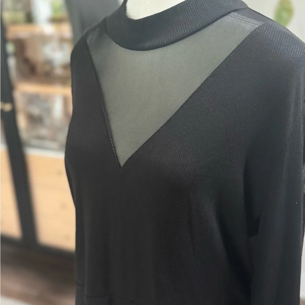 Black Mesh Bodysuit Top